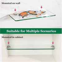 SAYAYO fürdőszobai üvegpolc 30 cm vastag 6 mm-es téglalap alakú polc - 30cm, Transparent 5