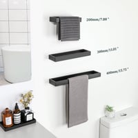 SAYAYO Törölközőtartó Falra Szerelhető Fekete 70 cm Rozsdamentes Acél Fürdőszobai Kéztörlő Tartó 7