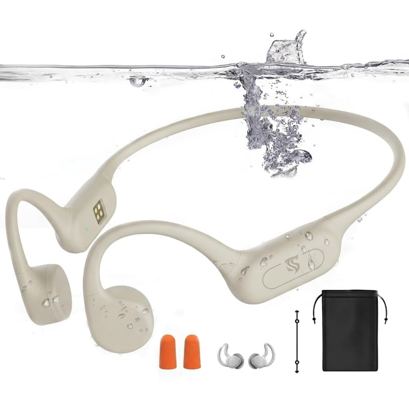 Sayrelances Bluetooth 5.4 slúchadlá s kostným vedením na plávanie, vodotesnosť IPX8, 32 GB MP3 režim, športové slúchadlá s otvorenou konštrukciou, broskyňová farba