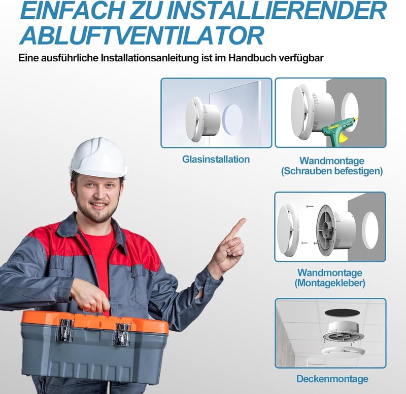 SBONNI 100mm Csendes Fürdőszobai Ventilátor 130 m³/h Erős Szellőztetés