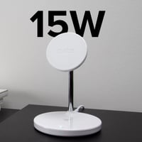 Bezdrôtová nabíjacia stanica SBS 2 v 1, 15W rýchlonabíjanie, MagSafe, magnetické nabíjanie smartfónu 15W a slúchadiel 5W, systém ADS, biela 5