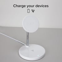 Bezdrôtová nabíjacia stanica SBS 2 v 1, 15W rýchlonabíjanie, MagSafe, magnetické nabíjanie smartfónu 15W a slúchadiel 5W, systém ADS, biela 2