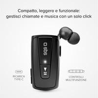 Bluetooth slúchadlá SBS s klipom a zaťahovacím káblom - použité — chýba gumička na slúchadle a nabíjací kábel (stav: viď 2. obrázok) 8