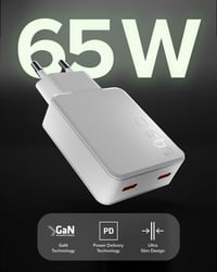 Încărcător SBS Extra Slim GaN 65W cu conector USB-C, tehnologie GaN 2