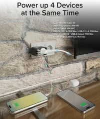 SBS Multi-aljzat elosztó USB-C és USB-A, Schuko átalakító 3500W, 30W gyorstöltés - PD 30W 5