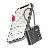 Zámok na kufor SBS Track My Lock TSA so zabudovaným lokátorom Find My, 3-miestny kód, 60 dB alarm, USB-C nabíjanie, pre kufre a tašky, čierny 1
