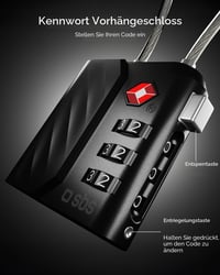 Zámok na kufor SBS Track My Lock TSA so zabudovaným lokátorom Find My, 3-miestny kód, 60 dB alarm, USB-C nabíjanie, pre kufre a tašky, čierny 3