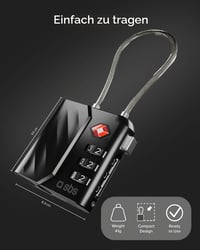 Zámok na kufor SBS Track My Lock TSA so zabudovaným lokátorom Find My, 3-miestny kód, 60 dB alarm, USB-C nabíjanie, pre kufre a tašky, čierny 5