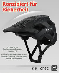 Cască de ciclism MTB Scavin cu cozoroc detașabil, certificată NTA8776 CE CPSC, compatibilă cu biciclete electrice, închidere magnetică, negru, mărimea M (54-58 cm) 4
