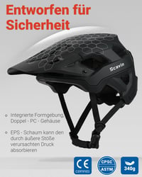 Cască de ciclism MTB Scavin cu cozoroc detașabil, certificată NTA8776 CE CPSC, compatibilă cu biciclete electrice, închidere magnetică, negru, mărimea M (54-58 cm) 2