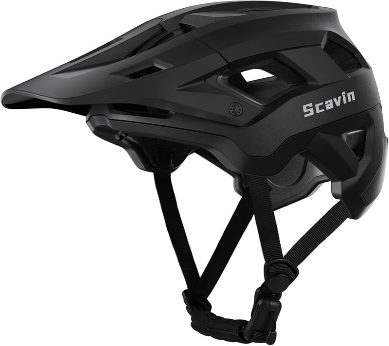 Cască de ciclism MTB Scavin cu cozoroc detașabil, certificată NTA8776 CE CPSC, compatibilă cu biciclete electrice, închidere magnetică, negru, mărimea M (54-58 cm)