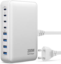 sccvee 220W GaN USB-C Nabíjacia stanica 6-portová – 4x USB-C + 2x USB-A – Rýchlonabíjačka pre MacBook Air, iPad, iPhone 15/16, Samsung, Pixel, notebooky 1