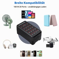 USB nabíjacia stanica sccvee, 20 portov, 100 W/20 A, stolová viacportová nabíjačka pre iPhone 14/15/16, Samsung Galaxy S23/S24/S25, Google Pixel, tablety a USB zariadenia 4