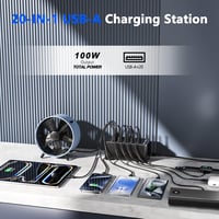 USB nabíjacia stanica sccvee, 20 portov, 100 W/20 A, stolová viacportová nabíjačka pre iPhone 14/15/16, Samsung Galaxy S23/S24/S25, Google Pixel, tablety a USB zariadenia 2