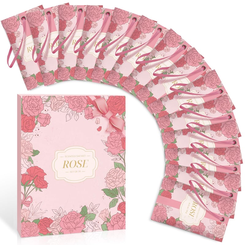 Scent-Hi Vôňové vrecúška do skrine s vôňou ruží – 14 ks aromatických parfumovaných vrecúšok do šatníka