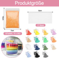 Scentoria Gyertya Készítő Szett 17 Kanóccal, 15 Szín, 450g Paraffinviasz - 15 colours 450 g candle sand with wick 2