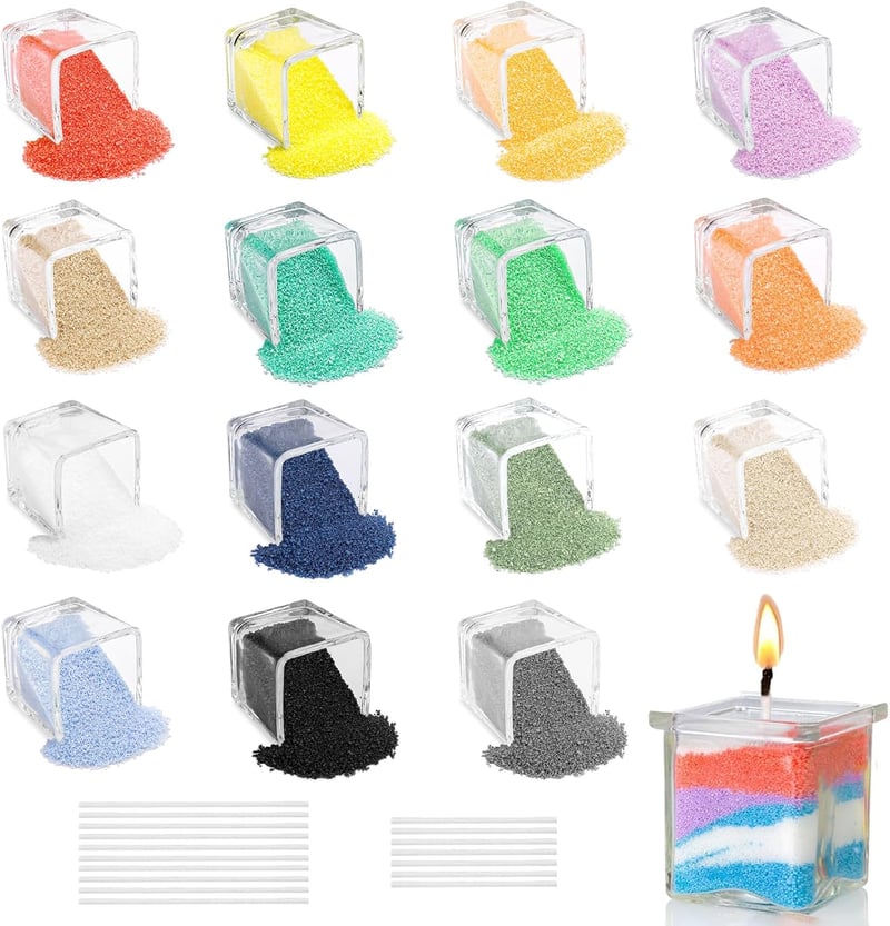 Scentoria Gyertya Készítő Szett 17 Kanóccal, 15 Szín, 450g Paraffinviasz - 15 colours 450 g candle sand with wick