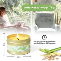 Sada 6 kusov vonných sviečok SCENTORINI s citronelou na vonkajšie použitie – Z prírodného sójového vosku – Do záhrady, na balkón, na terasu – 40x60 mm 4