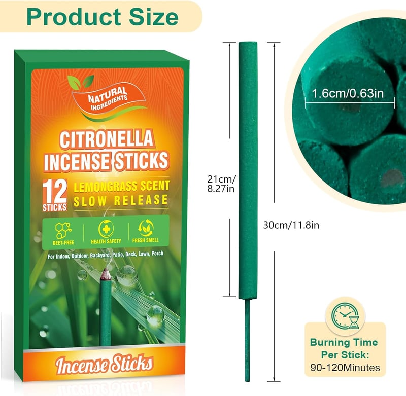 Scentorini Füstölő Pálcika Szett 120 db - Citronella, Levendula, Vanília, Amber Musk