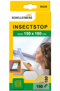 Plasă de insecte pentru fereastră de mansardă Schellenberg 50328 cu fermoar, 150x180 cm, albă, fixare fără găurire, cu bandă adezivă, rezistentă la UV 1