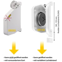 Schellenberg 50503 Dispozitiv de rulare pentru șnur de jaluzele, montaj aplicat, 14 mm x 5 m, sistem Mini, pivotant la 180°, alb, dispozitiv de înfășurare cu șuruburi 4