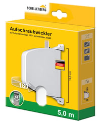 Schellenberg 50503 Dispozitiv de rulare pentru șnur de jaluzele, montaj aplicat, 14 mm x 5 m, sistem Mini, pivotant la 180°, alb, dispozitiv de înfășurare cu șuruburi 6