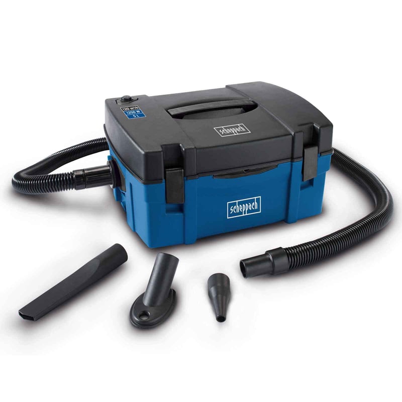 Aspirator industrial 3in1 Scheppach HD2P 1250W - Debit de aer 120m³/h, rezervor 5L, vacuum 2000Pa, furtun 40/2000mm, cu 3 duze