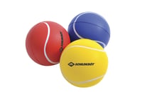 Sada mäkkých plážových loptičiek Schildkröt, 3 ks, Ø 7 cm, PU pena, žltá červená modrá, dobrý odraz, na plážový tenis, 970046 1