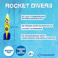 Sada potápačských rakiet Schildkröt Rocket Divers, 5 ks vodných rakiet pre deti do bazéna alebo vane, od 5 rokov 2