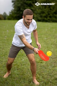Sada na loptovú hru Schildkröt Scoop Ball – 2 pálky, 2 loptičky, hra na šikovnosť, so sieťovanou taškou, 40 cm pálka, 8 cm loptička 2