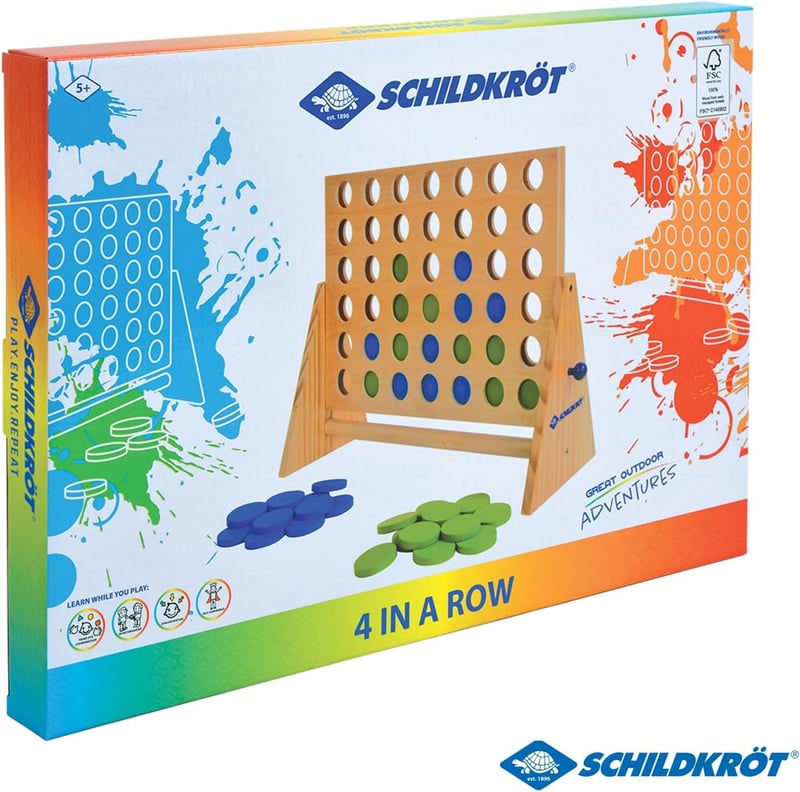 Schildkröt XXL Négy a nyerő stratégiai társasjáték fenntartható FSC fából, 3+ éves kortól, 2 játékos részére, 45,5×32,5×40 cm