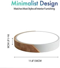 Schindora LED mennyezeti lámpa 24W kerek fa - hideg fehér 6000K - Ø30 cm 3