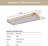 Schindora LED mennyezeti lámpa fa 100x30cm dimmelhető távirányítóval 4