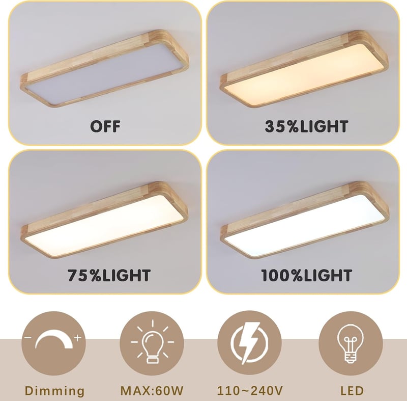 Schindora LED mennyezeti lámpa fa 100x30cm dimmelhető távirányítóval