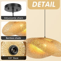 Schindora Retro Rattan Függőlámpa 80cm Boho Kézzel Szőtt E27 4