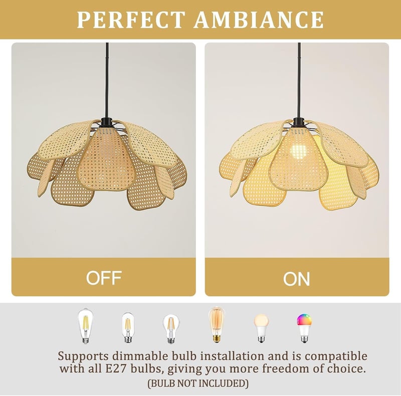 Schindora Vintage Boho Függőlámpa 80cm Kézzel Szőtt E27 Konyhához