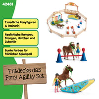 Schleich Farm World Pony Agility Starter Set 42481 – Set de joacă cu 2 ponei, traseu cu obstacole și accesorii, 48 piese, de la 3 ani 3