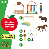 Schleich Farm World Pony Agility Starter Set 42481 – Set de joacă cu 2 ponei, traseu cu obstacole și accesorii, 48 piese, de la 3 ani 6