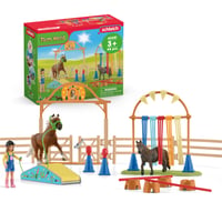 Schleich Farm World Pony Agility Starter Set 42481 – Set de joacă cu 2 ponei, traseu cu obstacole și accesorii, 48 piese, de la 3 ani 1