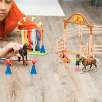 Schleich Farm World Pony Agility Starter Set 42481 – Set de joacă cu 2 ponei, traseu cu obstacole și accesorii, 48 piese, de la 3 ani 8
