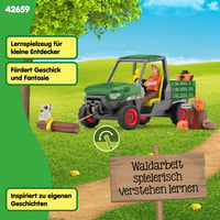 Set de joacă Schleich Farm World Forest Farmer cu vehicul 42659 – Fermierul Paul, câine, vehicul de teren și accesorii, 49 piese, de la 3 ani 6