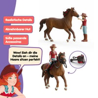 Schleich Horse Club Hannah a Cayenne 42711 jazdecký set s pohyblivou figúrkou dievčaťa a doplnkami pre deti od 5 rokov, 6-dielna súprava 3