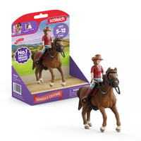 Schleich Horse Club Hannah a Cayenne 42711 jazdecký set s pohyblivou figúrkou dievčaťa a doplnkami pre deti od 5 rokov, 6-dielna súprava 1