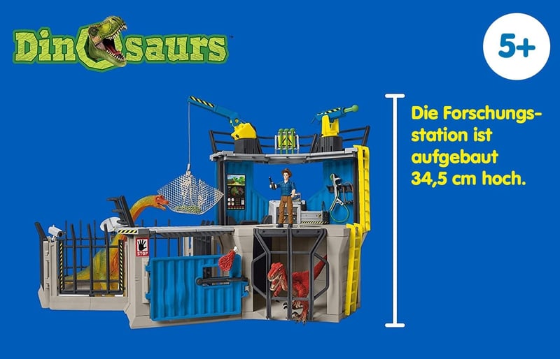 SCHLEICH Nagy Dinoszaurusz Kutatóállomás 72 részes játékszett 2 dinóval és Maxx kutatóval, 4-12 éves gyerekeknek