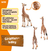 Schleich Wild Life Figúrka mláďaťa žirafy 14751 – Detailne spracovaná figúrka zvieratka pre deti od 3 rokov, 7x4x12 cm 2