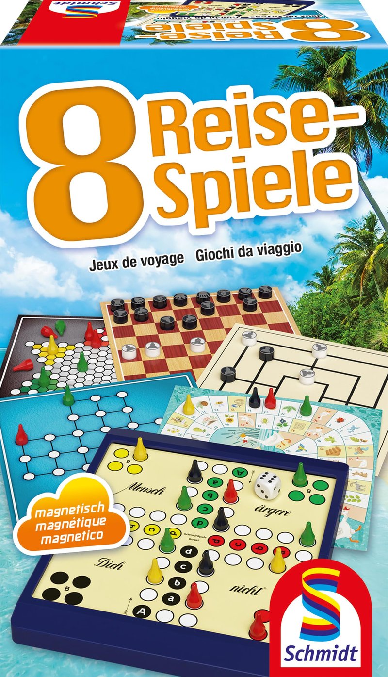 Schmidt 49102 Cestovná súprava 8 v 1, magnetická kompaktná herná súprava od 6 rokov