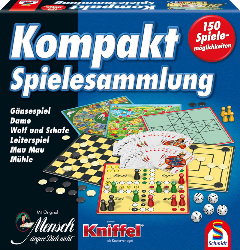 Schmidt Spiele 49188 Kompaktná herná sada so 150 hrami – Ideálna na cesty, malá spoločenská hra