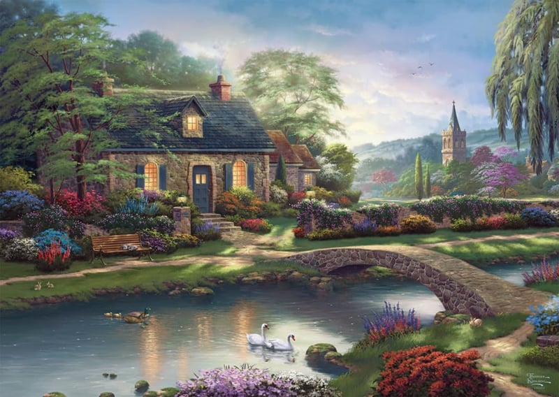 Schmidt Spiele Thomas Kinkade Stoney Creek Cottage puzzle s 1000 dielikmi - 59775