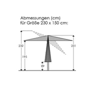 Záhradný slnečník Schneider Cordoba 688-02, prírodná farba, 230x150 cm, hranatý, práškovo lakovaný oceľový rám s imitáciou dreva, so strieškou zo 100% polyesteru 7
