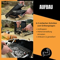 SCHNEIDERFREUDE Összecsukható Camping Grill Magasságállítható Grillezéshez Táskával 2